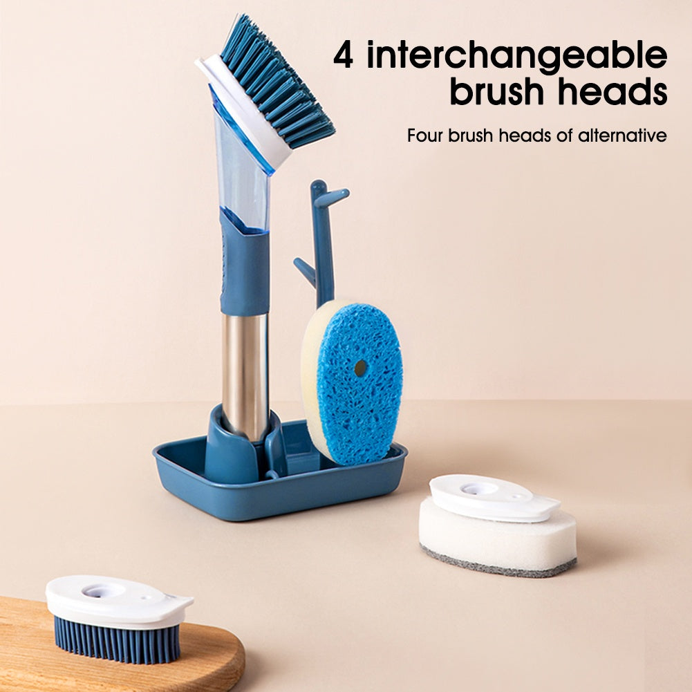 New Multifunctional Dish Brush Household Kitchen Oily Sponge Long Handle Cleaning Brush