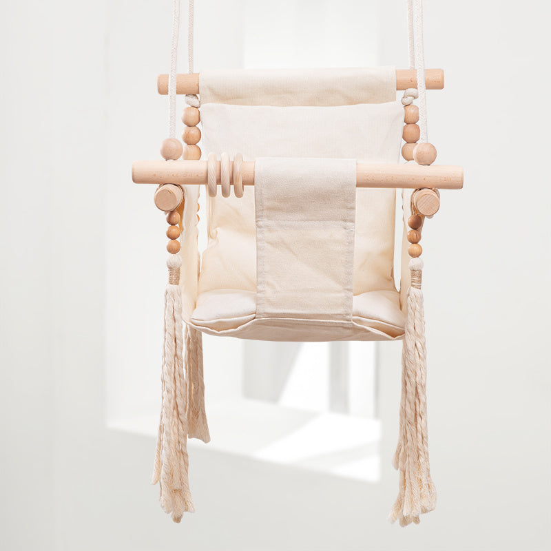 Children's Indoor Wooden Swing Hanging Basket Chair