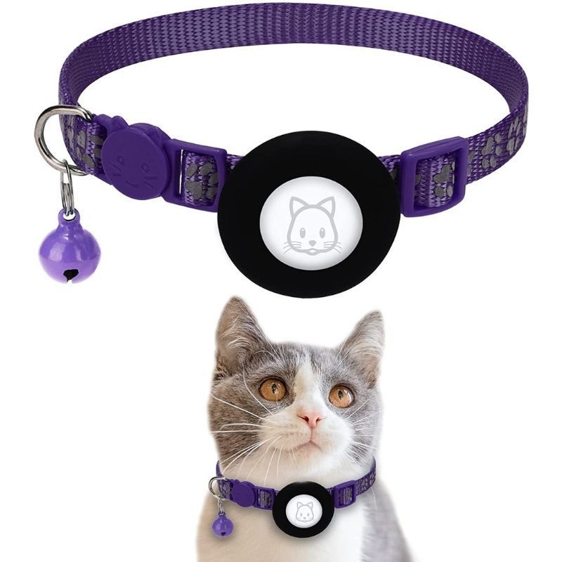 Pet Cat Footprints Reflective Collar With Bell