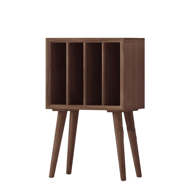 Walnut Vinyl Record Player Vintage Storage Rack