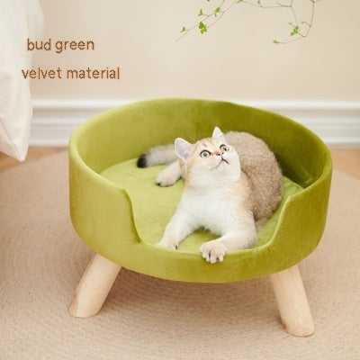 Solid Wood Cat Nest Semi-enclosed Winter Warm