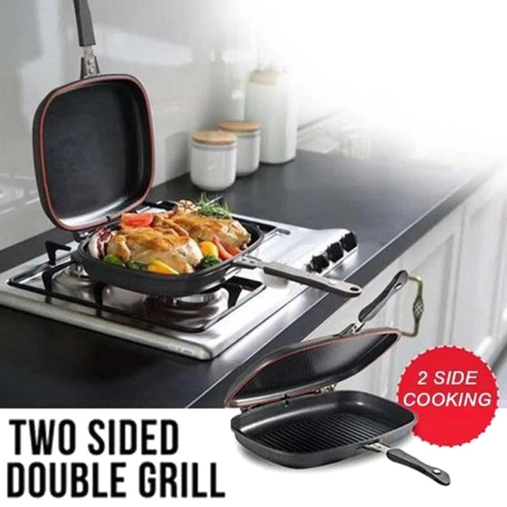 Portable And Durable Double-sided Grill Pan For Frying