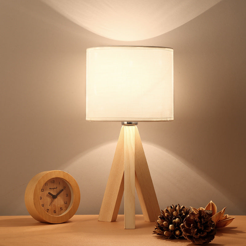 Lampe de chevet moderne minimaliste en bois avec protection des yeux à LED