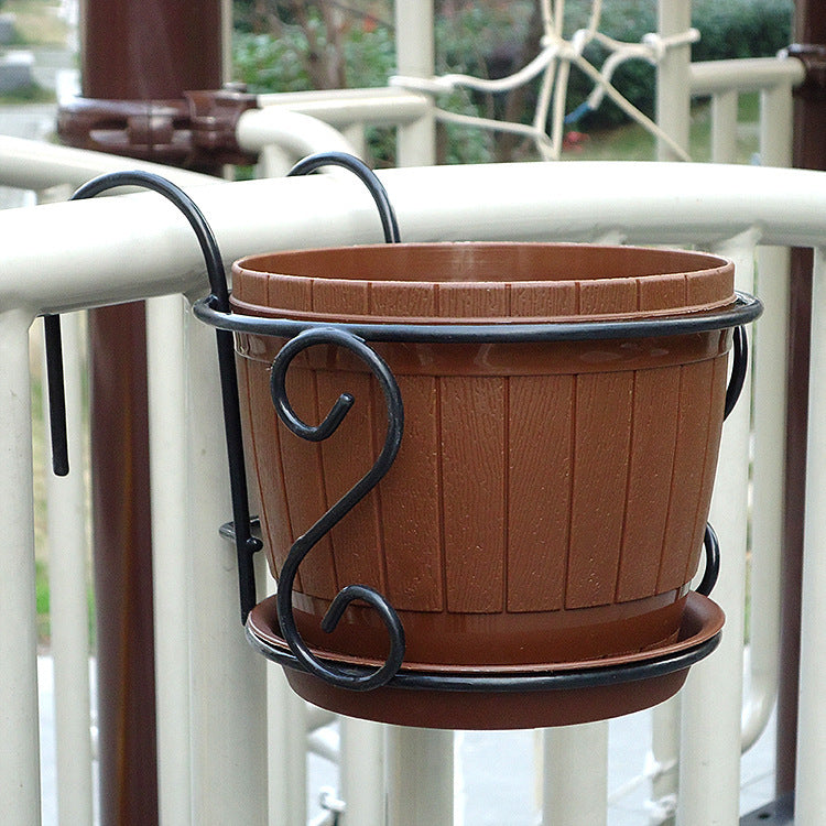 European Style Wrought Iron Balcony Railing Flower Stand Hanging Guardrail