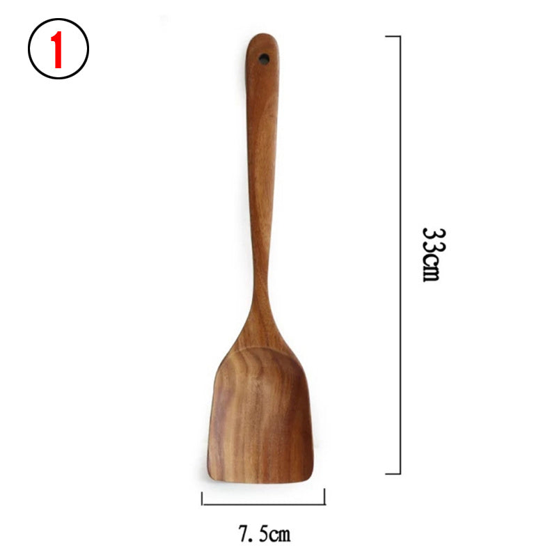 Vaisselle en bois naturel de teck de Thaïlande Cuillère Louche Turner Longue passoire à riz Écumoire à soupe Cuillères de cuisine Scoop Ensemble d'outils de cuisine