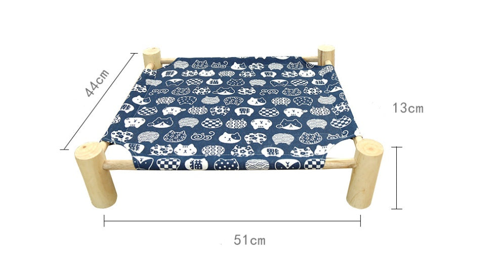 Pet wooden camping bed cat litter