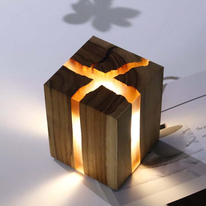 Lampe de table créative réglable de chevet sans éblouissement décorative en bois marron lampe de bureau à LED avec chargement USB veilleuse pour chambre à coucher marron