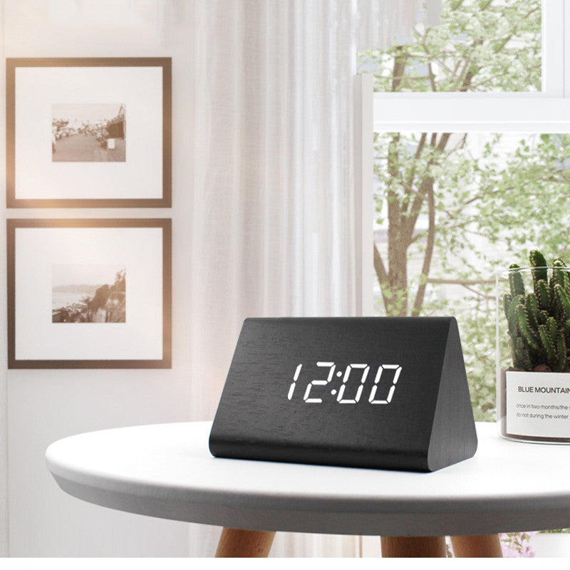 Wood clock mini electronic alarm clock