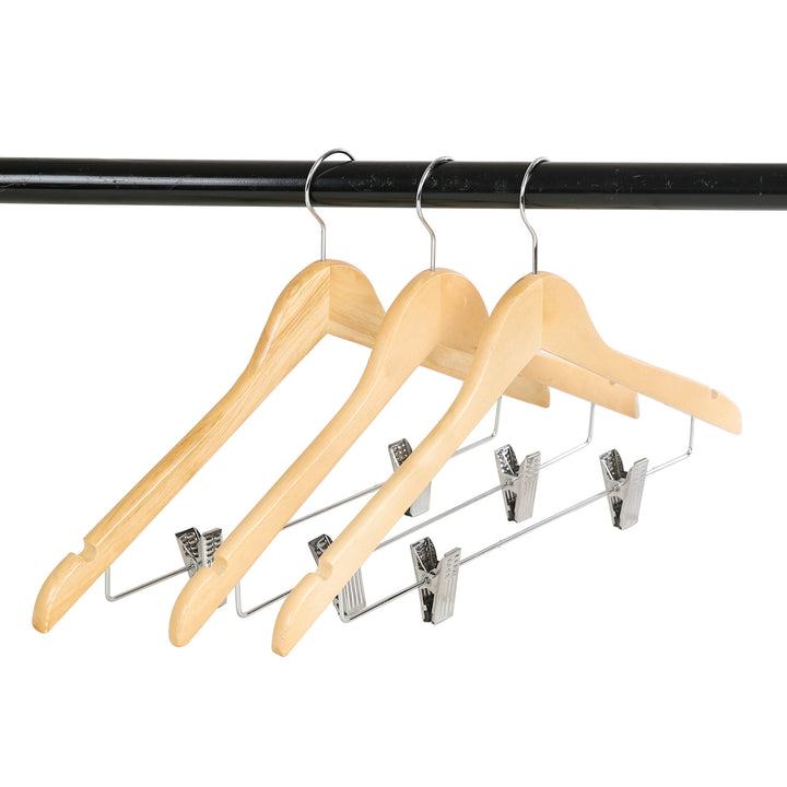 Solid wood hanger with pants clip hanger pants hanger