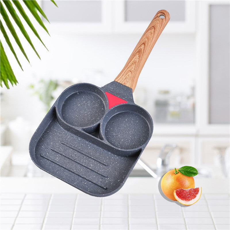 Two-hole Flat Bottom Frying Egg Steak Non-stick Pan