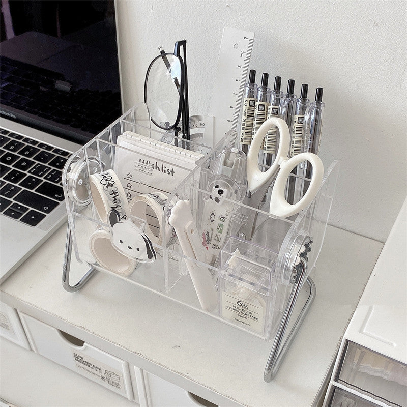 Transparent Acrylic Pen Holder Desktop Office Stationery Storage Box