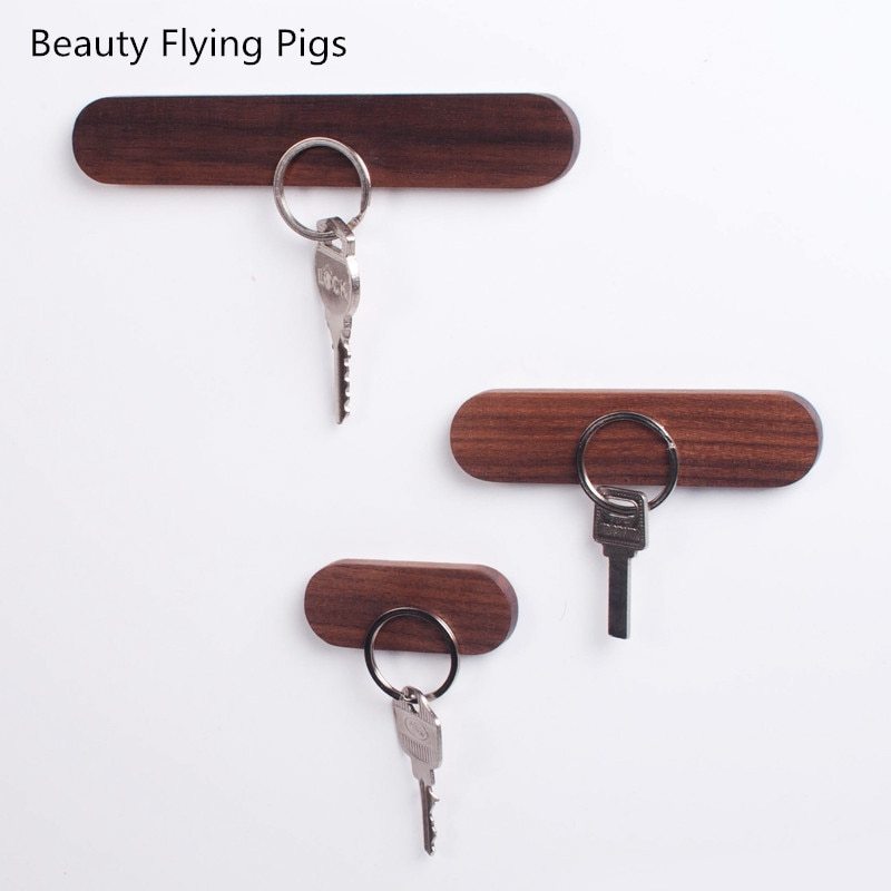 Solid wood magnetic key hook wall hanging