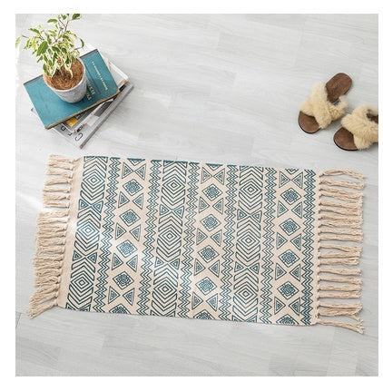 Tapis tissés à la main en coton et en lin