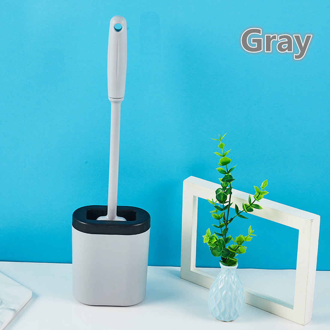 Silicone soft bristled flat head wall-mounted toilet brush