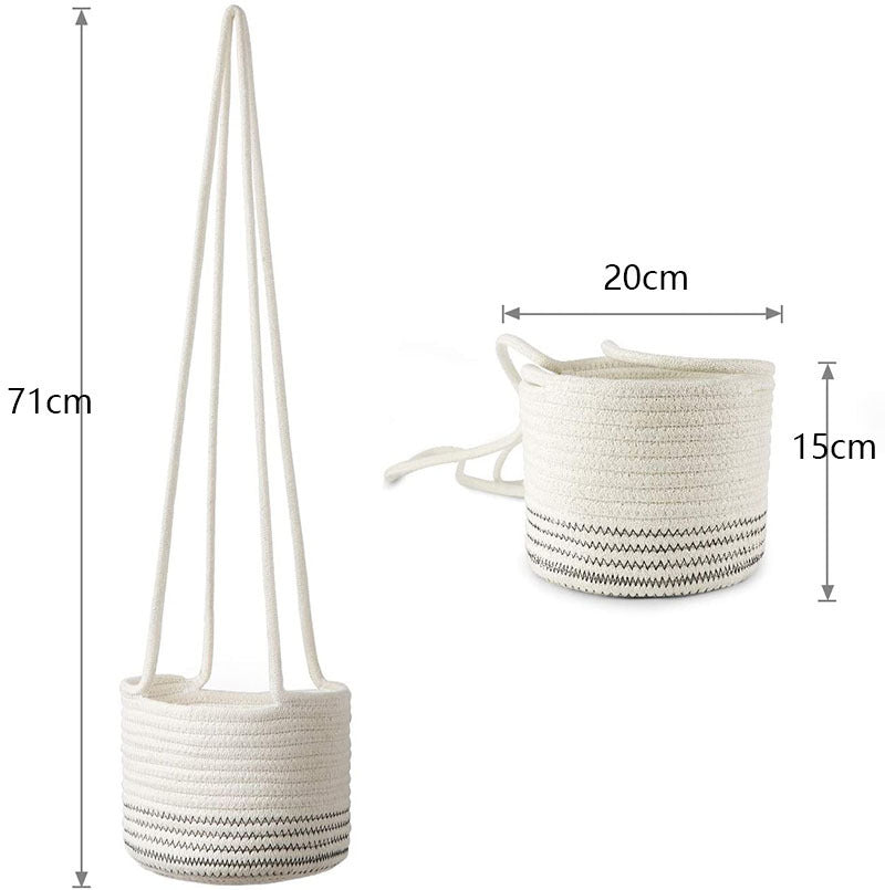 Straw Rattan Hemp Rope Hanging Basket Hanging Flower Pot Green Plant Potted Plant Flower Basket