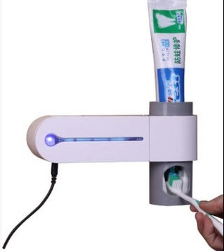 Porte-brosse à dents désinfectant UV 2 en 1 Porte-dentifrice automatique Ensemble de porte-brosse à dents désinfectant pour le lavage