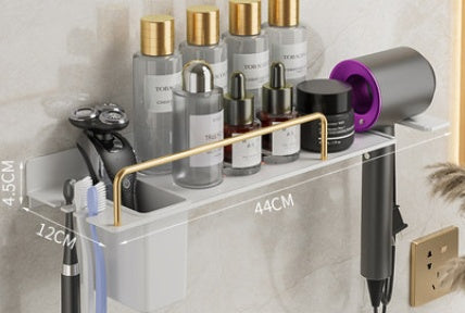 Hair Dryer And Toothbrush Holder Integrated Wall-mounted Bathroom Storage Rack