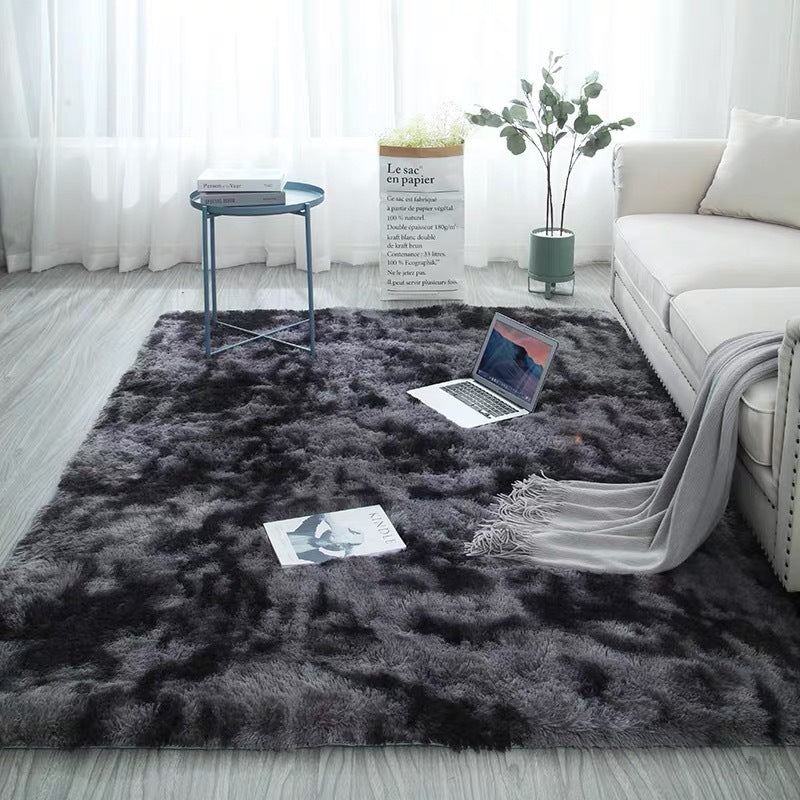 Long hair tie-dyed gradient carpet living room bedroom