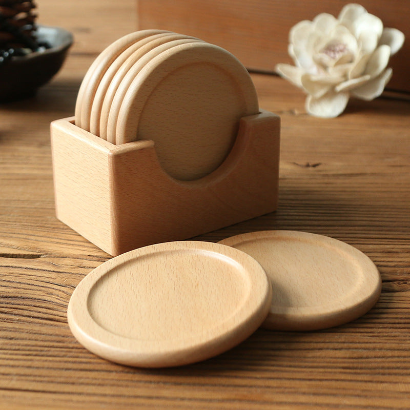 Japanese style wooden coaster set