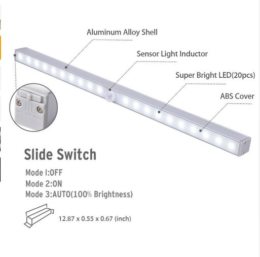 Lampe d'armoire à induction à LED pour corps humain Lampe de garde-robe à induction pour corps humain en alliage d'aluminium de haute qualité Veilleuse à LED