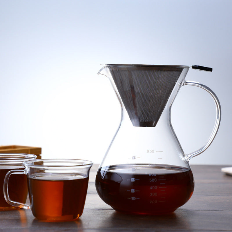 Filtre en verre et acier inoxydable résistant au fer pour cafetière à infusion manuelle