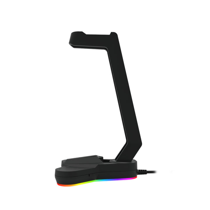 LED illuminated RGB headphone holder