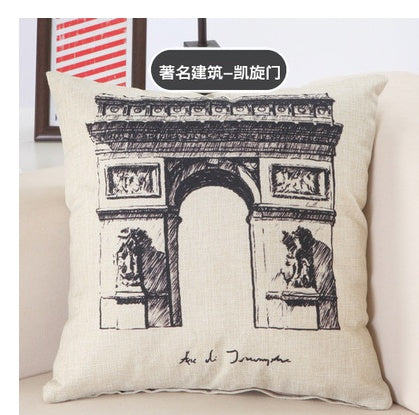 Great Buildings Print Pillow Cases London Paris New York Decorative Pillows Cotton Linen Home Decor Square Throw Pillows Cover