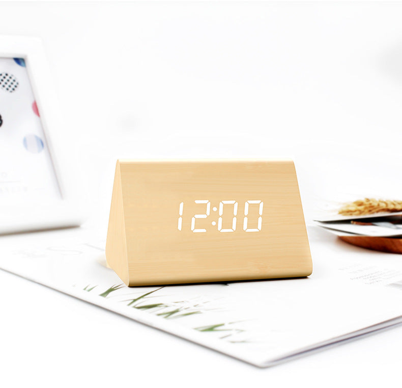 Wood clock mini electronic alarm clock