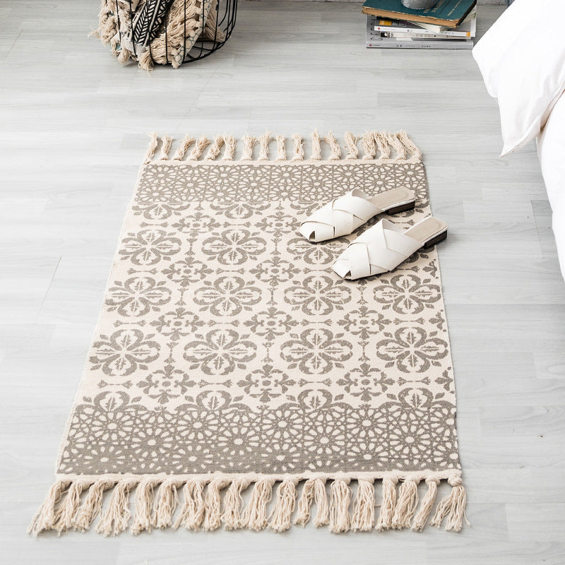 Tapis tissés à la main en coton et en lin