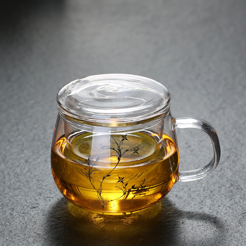 Thickened Glass Tea Cup Household Flower Tea Cup