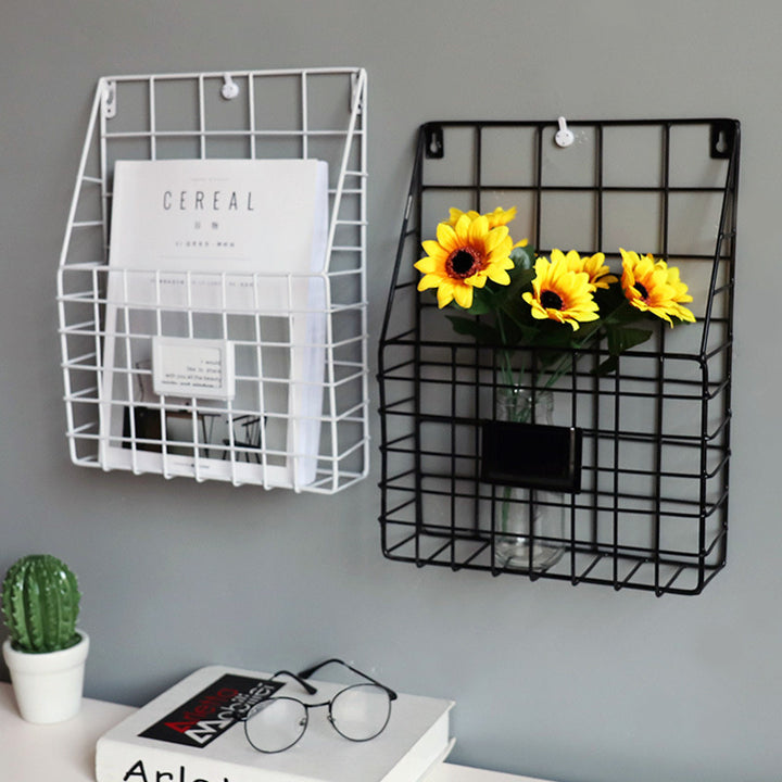 Creative and Simple Wrought Iron Wall Hanging Magazine Rack Storage