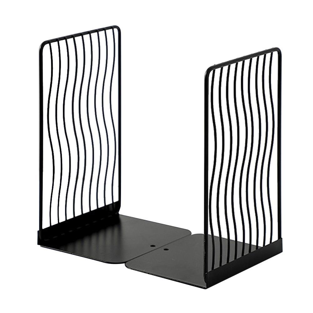 1Pair Iron Bookends Portable Book Display Stand Rack Desktop