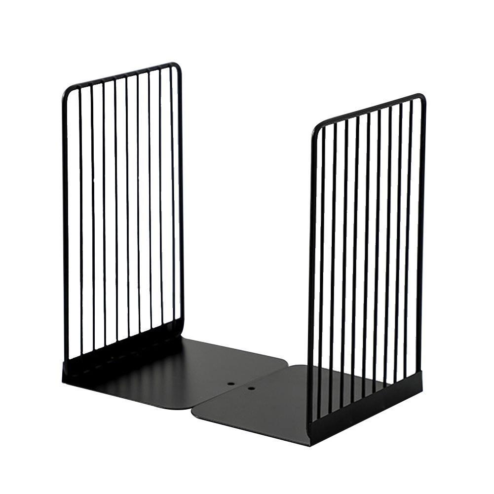 1Pair Iron Bookends Portable Book Display Stand Rack Desktop