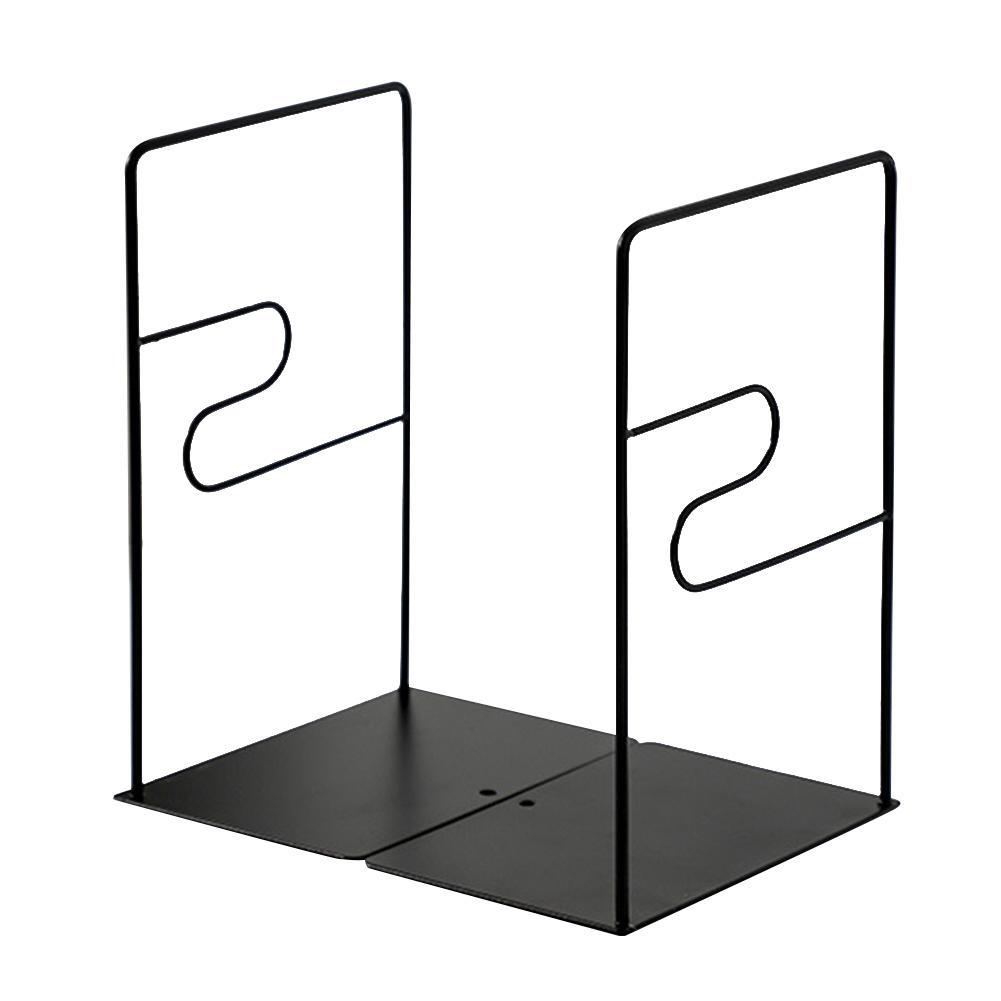 1Pair Iron Bookends Portable Book Display Stand Rack Desktop