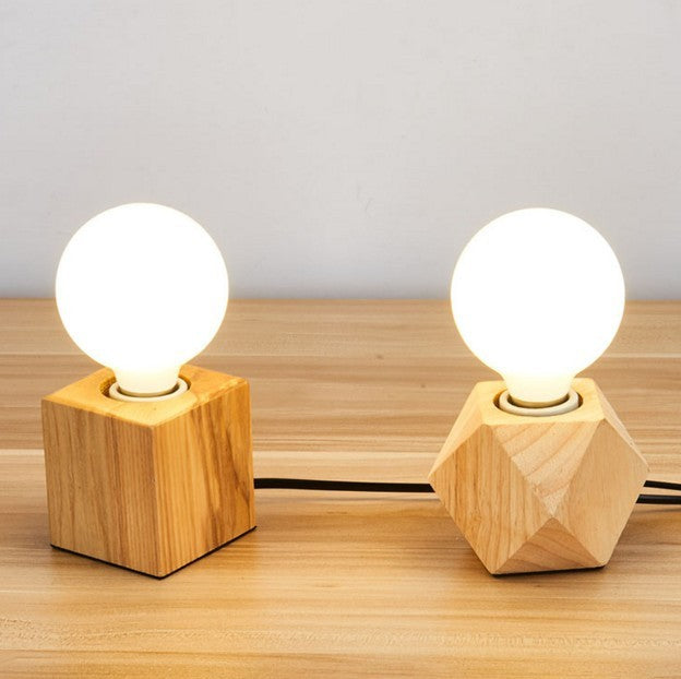 Lampe de table créative nordique en bois massif