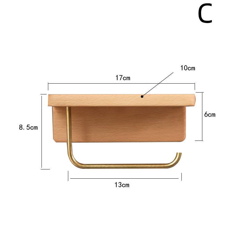 Solid Wood Brass Paper Non-Perforated Towel Rack