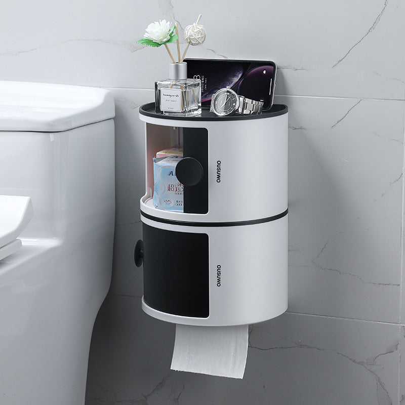 Toilet Household Storage Roll Paper Holder Perforated Free Wall Hanging Rack Multifunctional Laminated Waterproof