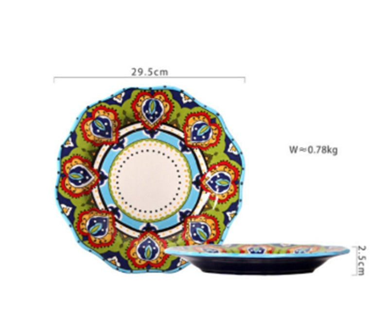 Western Dishes Round Breakfast Plate Microwave Tableware