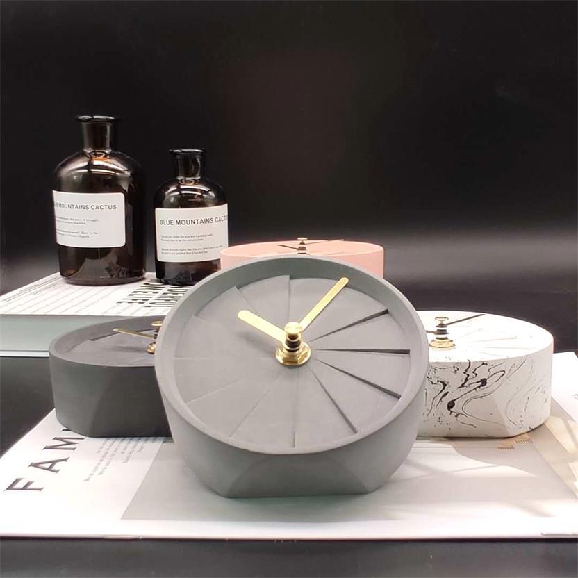 Xifeng Cement Clock Nordic Minimalist Creative Student Desktop Silent Clock Concrete Clock Factory Direct Sales