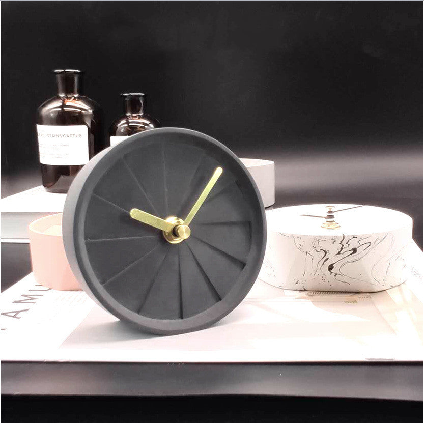 Xifeng Cement Clock Nordic Minimalist Creative Student Desktop Silent Clock Concrete Clock Factory Direct Sales