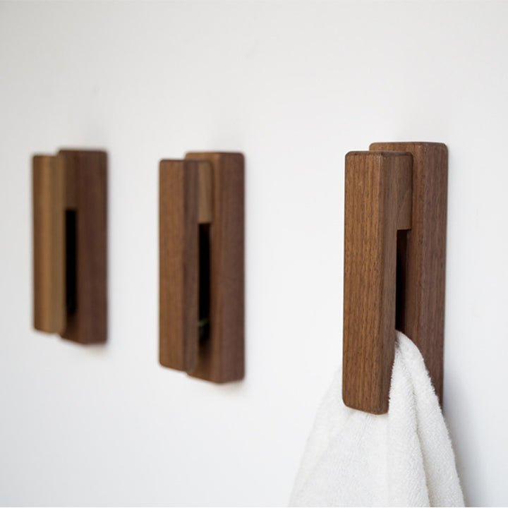 Wooden Towel Rack Hanging Hook Free Mouth Bathroom Rack