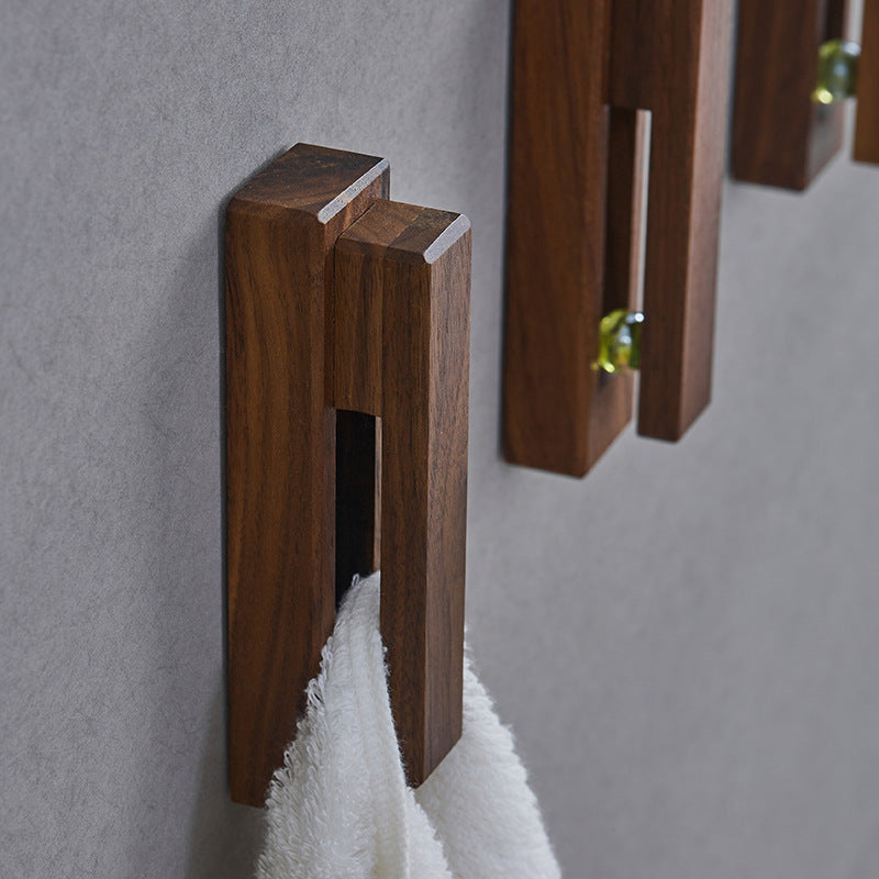 Wooden Towel Rack Hanging Hook Free Mouth Bathroom Rack