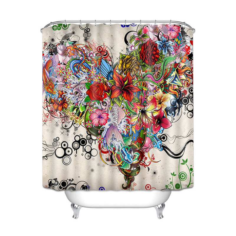 Digital Printing Plus 3 Thick Series Polyester Waterproof Shower Curtain