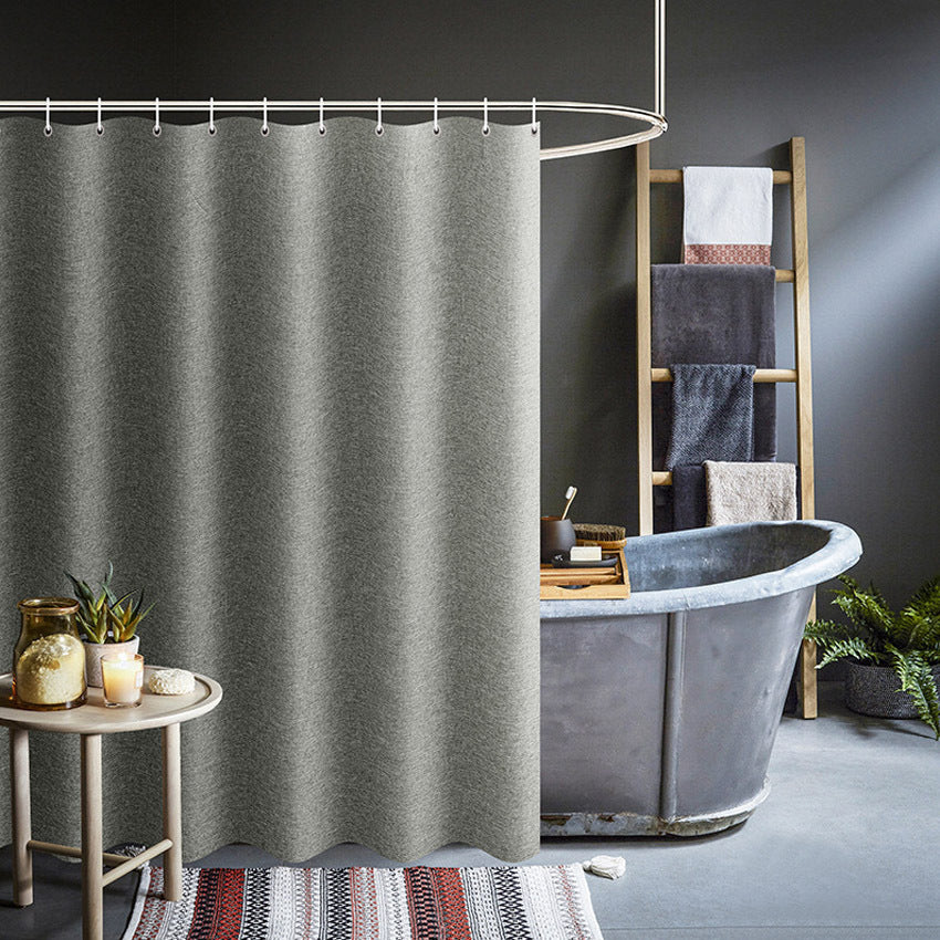 Thick Grey Shower Curtains Imitation Linen Fabric Waterproof Bath Curtains For Bathroom Bathtub Large Wide Modern Bathing Cover