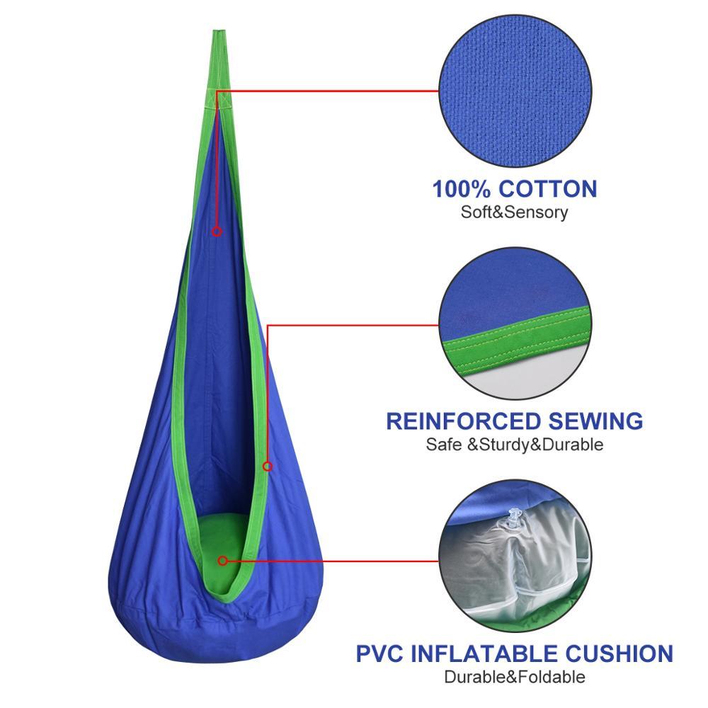Kreative Kinderhängematte Gartenmöbel Pod Schaukelstuhl Indoor Outdoor Hängesitz Kinderkokon Schaukelsitz Terrasse Tragbar