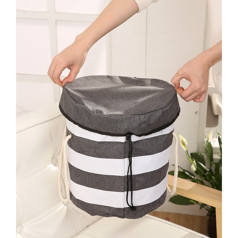 Striped Toy Storage Bucket Bag Quick Toy Clean-Up Storage