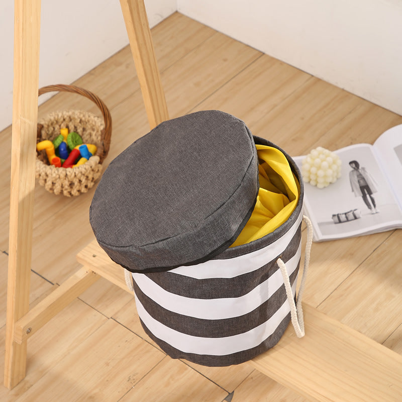 Striped Toy Storage Bucket Bag Quick Toy Clean-Up Storage