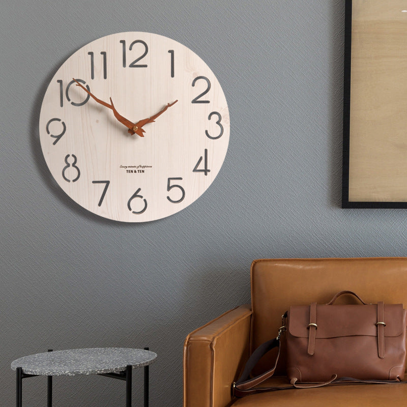 Modern Minimalist Wall Clock Living Room Home Wall Clock Fashion Atmosphere Mute Nordic Clock Personality Creative Wooden Clock