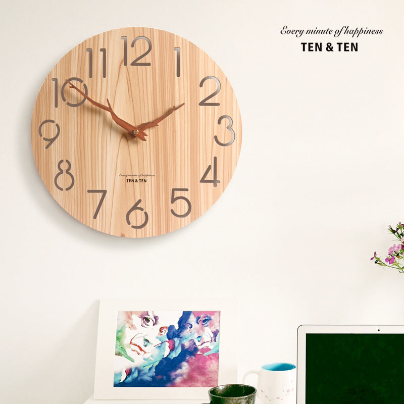 Modern Minimalist Wall Clock Living Room Home Wall Clock Fashion Atmosphere Mute Nordic Clock Personality Creative Wooden Clock