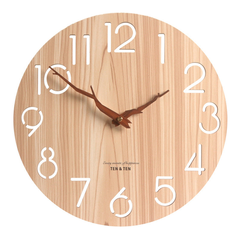 Modern Minimalist Wall Clock Living Room Home Wall Clock Fashion Atmosphere Mute Nordic Clock Personality Creative Wooden Clock